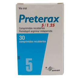 Preterax 5/1.25 Perindopril / Indapamida 30 Comprimidos Recubiertos