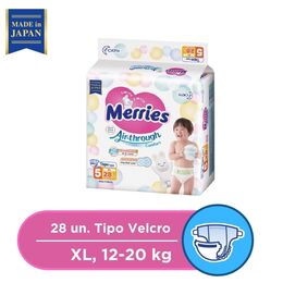 Pañal Merries Velcro Talla XL 28 unidades