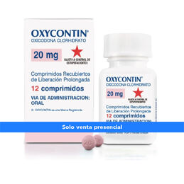 Oxycontin Oxicodona 20mg 12 Comprimidos Prolongados