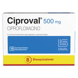 Ciproval (B) Ciprofloxacino 500mg 10 Comprimidos Recubiertos