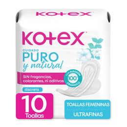 Toalla Kotex UF Puro y Natural 10 Unidades