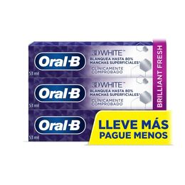 Pasta Dental Oral-B 3D White Anticaries 53ml 3 Unidades