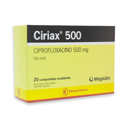 Ciriax (B) Ciprofloxacino 500mg 20 Comprimidos Recubiertos