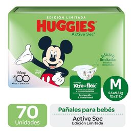 Pañales Huggies Active Sec M 70 Unidades