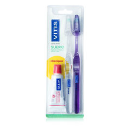 Product image of Pack 2 Cepillo de Dientes VITIS Suave Duplo + Mini Pasta 15ml