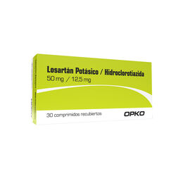 Losartan / Hidroclorotiazida (B) 50/12.5 30 Comprimidos Recubiertos