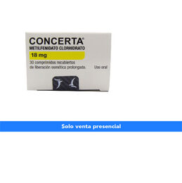 Concerta Metilfenidato 18mg 30 Comprimidos Prolongados