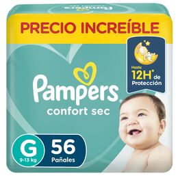 Pañales Pampers Confort Sec Talla G 56 unidades