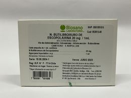 N-Butilbromuro Escopolamina 20mg/ml Inyectable 5 Ampollas