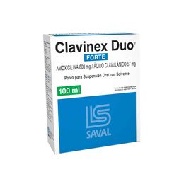 Clavinex Duo Forte Amoxicilina / ícido Clavulánico 800/57 Suspensión Oral 100ml