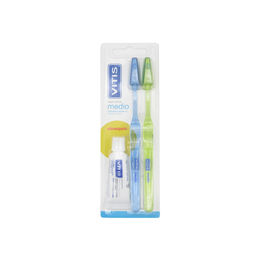 Product image of Pack Cepillo Dental Vitis Medio Duplo + Mini Pasta 15ml