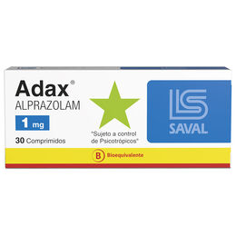 Adax (B) Alprazolam 1mg 30 Comprimidos