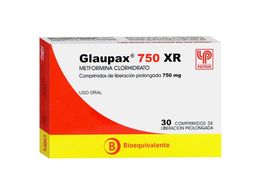 Glaupax XR (B) Metformina 750mg 30 Comprimidos Prolongados