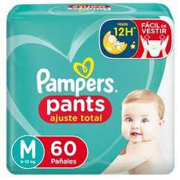 Pampers Pants Ajuste Total Pañales Desechables Talla M 60 Unidades