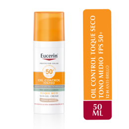 Protector Solar Sun Oil Control Tinted Tono Medio FPS 50+ 50ml - Eucerin