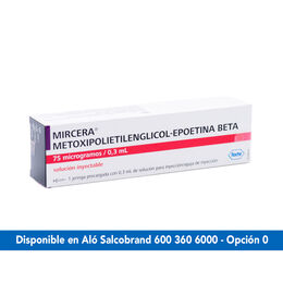 Mircera Metoxipolietilenglicol-Epoetina Beta 75mcg Inyectable 1 Jeringa Prellenada