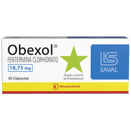 Product image of Obexol Fentermina 18.75mg 30 Cápsulas