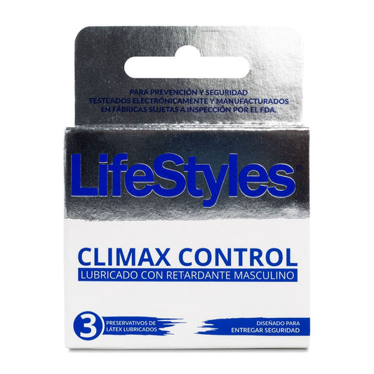 Lifestyles Climax Control - Condón Latex Retardante Con Benzocaína 3 Piezas