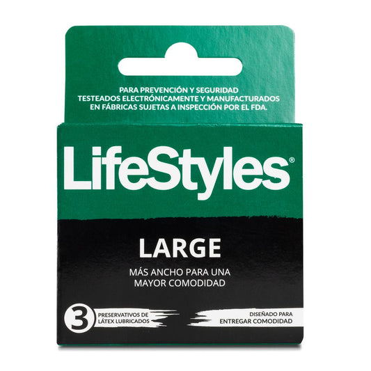 Lifestyles Large - Preservativo Lubricado Super Long XL - 3 Piezas