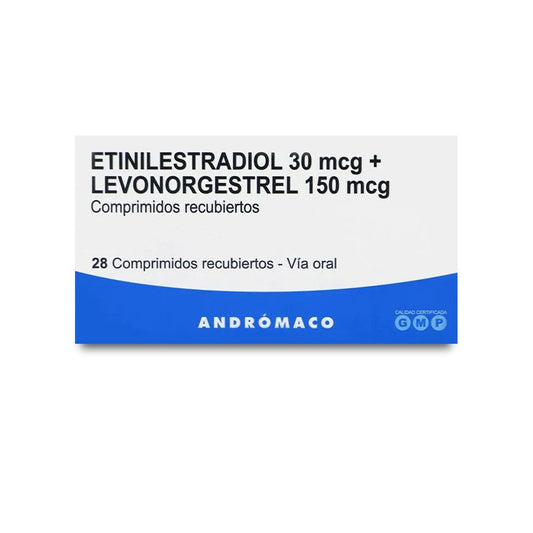 Etinilestradiol 30 mcg + Levonorgestrel 150 mcg - 28 Comprimidos Recubiertos