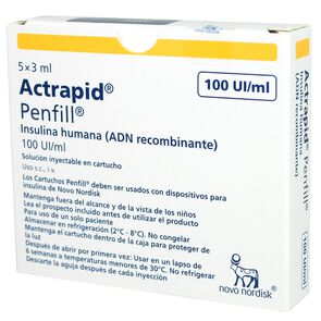 Actrapid-Hm 5 Penfill De 100ui/mL C/3mL Insulina Soluble Humana 100 UI 5 Cartridge - Novo nordisk