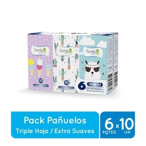 Pañuelo Desechable Triple Hoja, 6 paquetes de 10 pañuelos - Family set