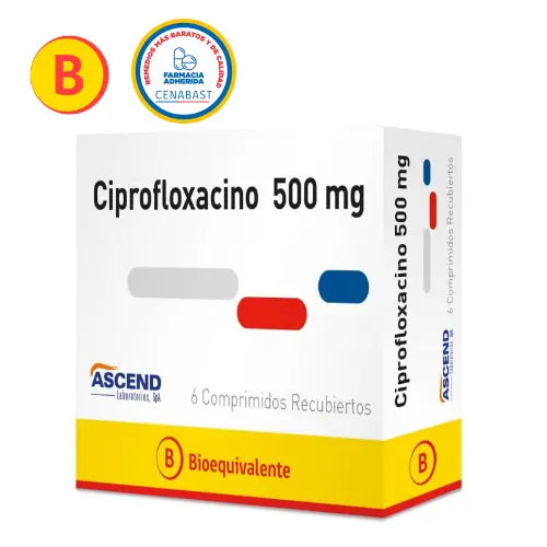 Ciprofloxacino 500 MG x 6 Comprimidos Recubiertos (ASCEND) (Cenabast) - Ascend
