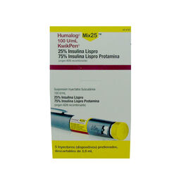 Insulina Humalog Mix 25 Kiwik Pen 100 UI/mL Suspension Inyectable x 5 Dispositivos 3 mL - Eli lilly de chile l